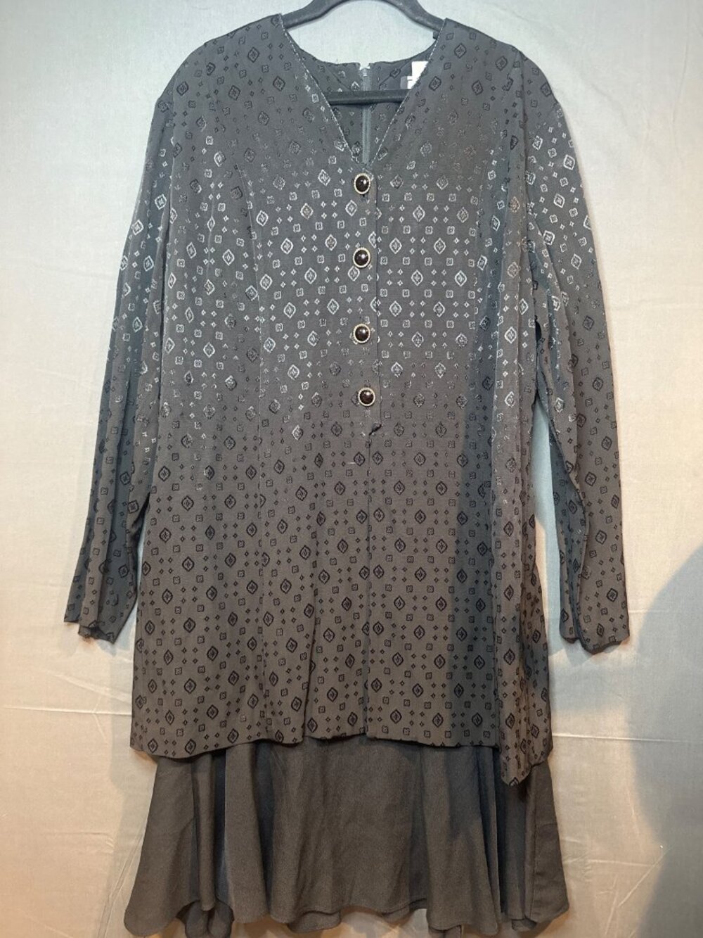 Leni Leni Womens 14 Black Tonal Layered Dress Elegant Old Money Dark Romantic